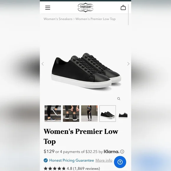 Thursday Everyday Premier Low Top BLACK Leather Sneakers Womens Size US … - Picture 9 of 11